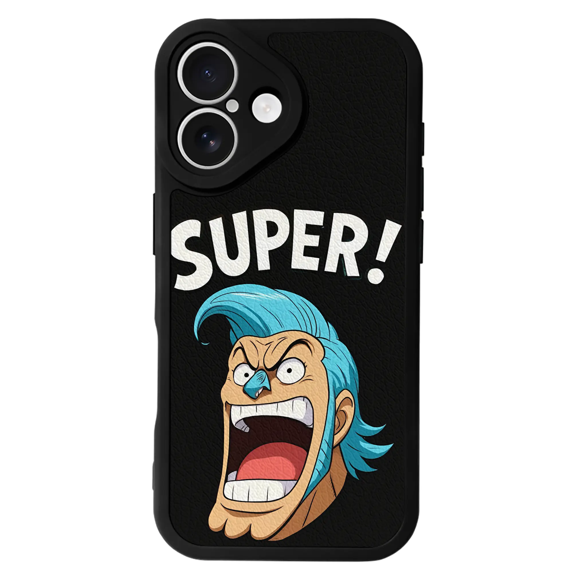 ワンピース グッズ フランキー - IPhone 16シリーズ対応 ・ シリコンスマホケース ・ レザー調 ・ 高精度フィット ・ 耐衝撃 ・ ワイヤレス充電対応 ・ 精密カット